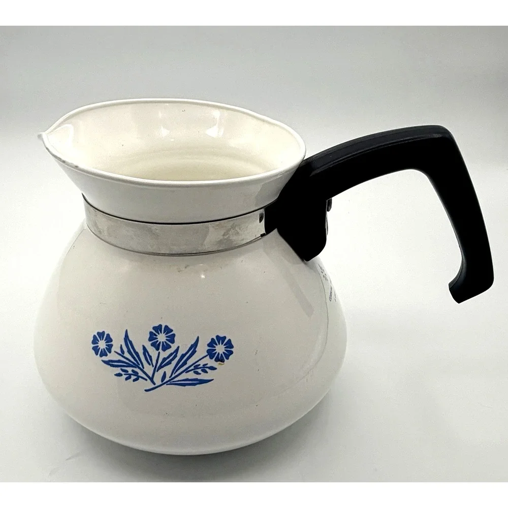 Vintage Corning Ware Blue Cornflower 6 Cup Coffee Teapot Kettle Tea Pot NO LID